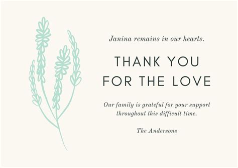 Funeral Thank You Card Template