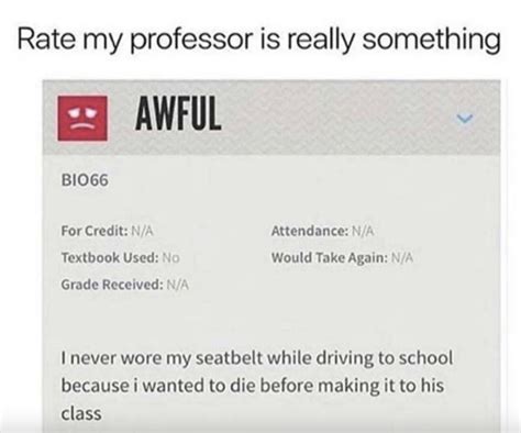 Funny Rate My Professor Reviews by Subject