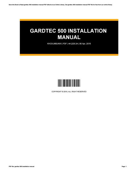 GARDTEC 500 ENGINEER MANUAL Ebook Doc
