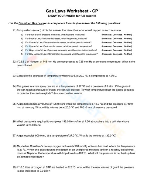 GAS LAWS WORKSHEET AND ANSWERS Ebook Kindle Editon