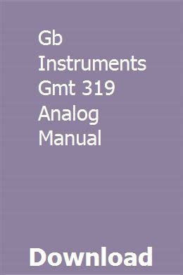 GB INSTRUMENTS GMT 319 ANALOG MANUAL Ebook Doc