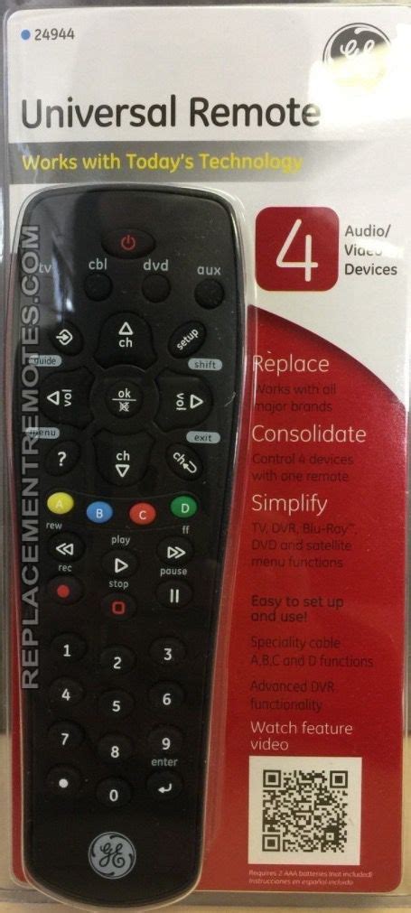 GE UNIVERSAL REMOTE CONTROL 24944 V3 CODES Ebook Epub