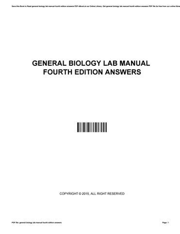 GENERAL BIOLOGY LAB MANUAL FOURTH EDITION ANSWERS Ebook PDF