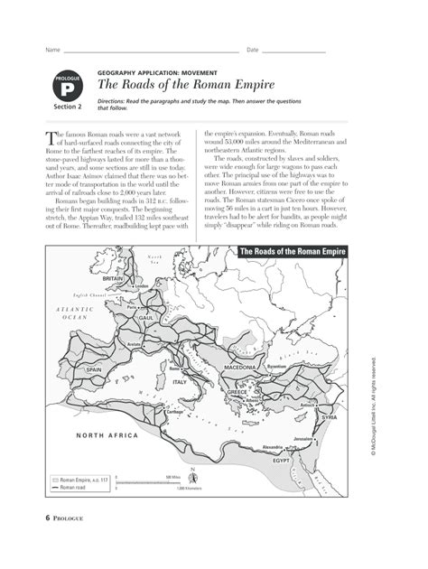 GEOGRAPHY APPLICATION: MOVEMENT P The Roads of the Roman Empire pdf PDF