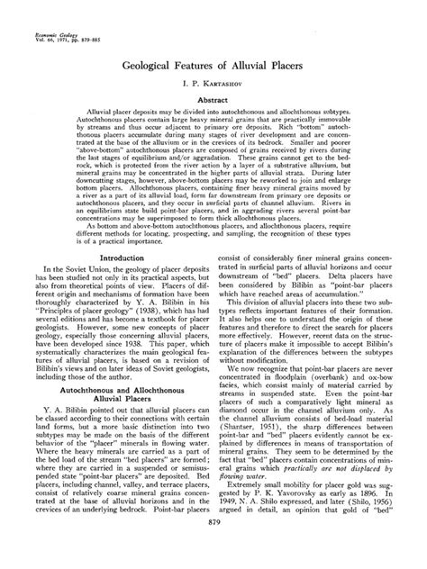 GEOLOGICAL FEATURES OF ALLUVIAL PLACERS Ebook Epub