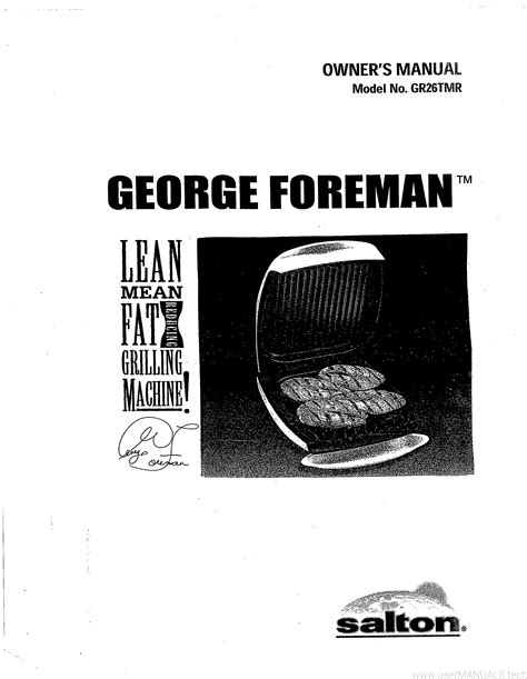 GEORGE FOREMAN GRILL GR26TMR MANUAL Ebook Doc