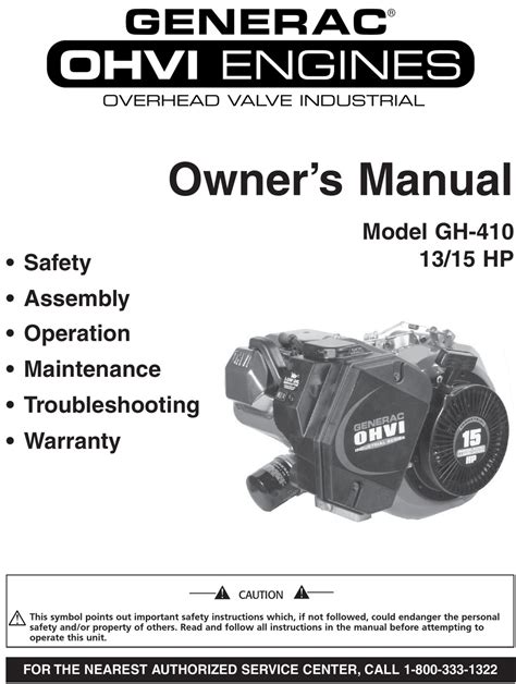 GH-410 Industrial Engine 15 h.p. Electric Start PDF Doc