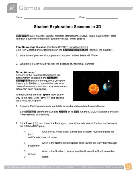 GIZMO SEASONS IN 3D ANSWER KEY Ebook Kindle Editon