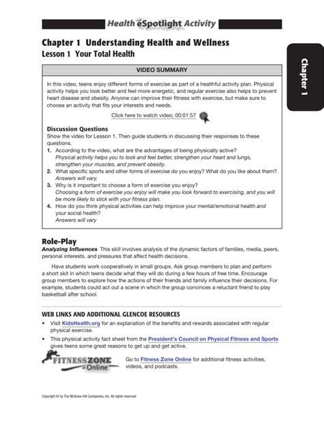 GLENCOE HEALTH ANSWER KEY Ebook Doc