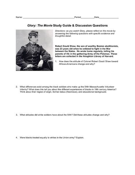 GLORY THE MOVIE STUDY GUIDE QUESTIONS ANSWER Ebook Epub