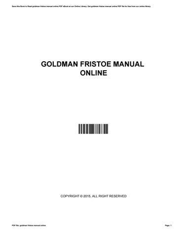 GOLDMAN FRISTOE MANUAL ONLINE Ebook Doc