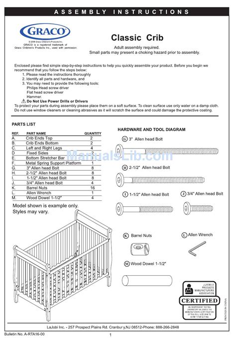 GRACO LAUREN CLASSIC CONVERTIBLE CRIB INSTRUCTION MANUAL Ebook Epub