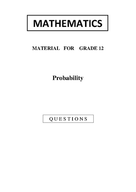 GRADE 12 PROBABILITY QUESTIONS AND ANSWERS Ebook Epub