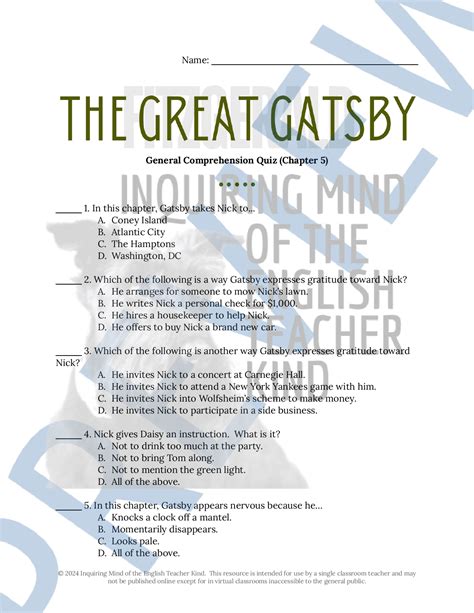 GREAT GATSBY HANDOUT 5 ANSWER KEY Ebook Epub