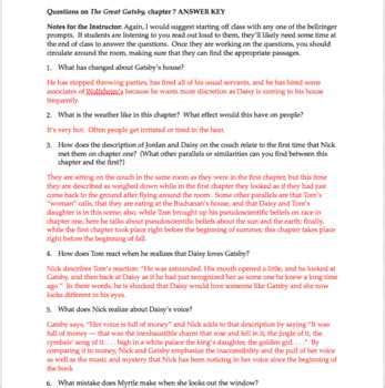 GREAT GATSBY INTERPRETIVE DISCUSSION QUESTIONS ANSWERS Ebook Doc