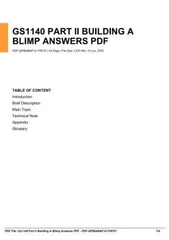 GS1140 PART II BUILDING A BLIMP ANSWERS Ebook PDF