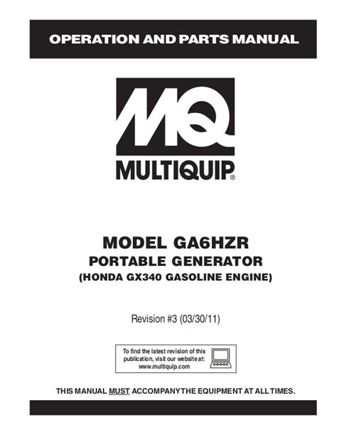 Ga6hzr - Multiquip Inc - Honda Generator Service Manual Free Download Ebook Epub