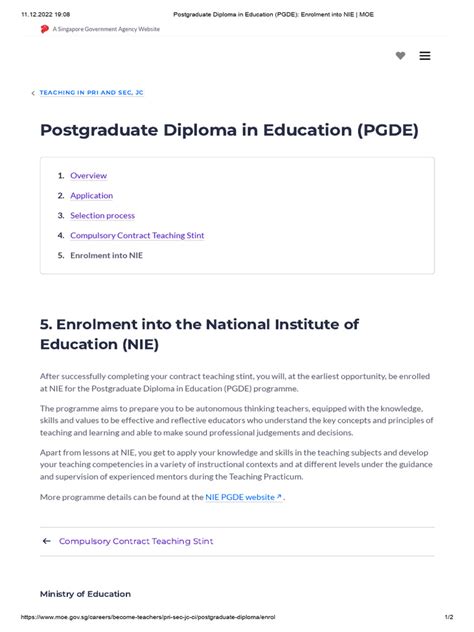 Gaining Expertise in Education: The Diploma in Education (NIE) Pathway