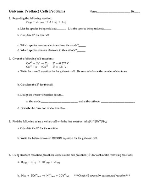 Galvanic Cell Sample Exam Questions Withe Answers Reader