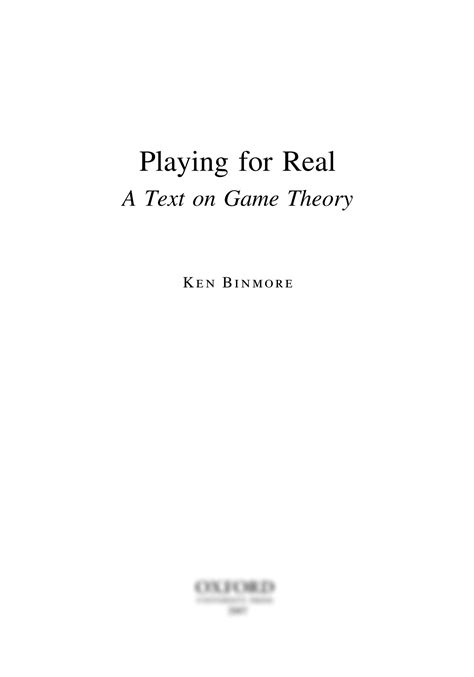 Game Theory Binmore Solution Kindle Editon