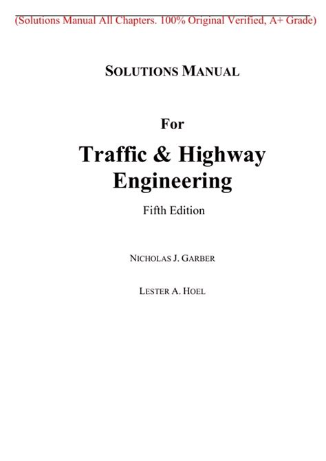 Garber Hoel Solution Manual Highway Engineering Epub