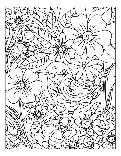 Garden Flower Adults Coloring Book Easy Coloring Pages Flower and Animals Design for Relaxation and Stress Relief