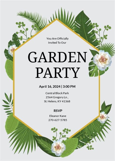Garden Party Invitations Templates Free