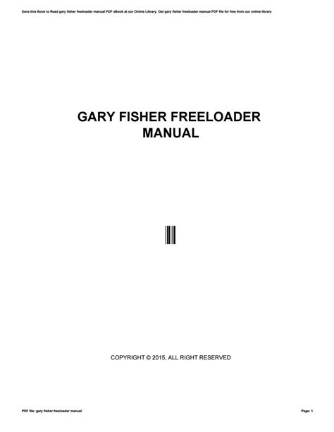 Gary Fisher Freeloader Manual PDF Kindle Editon