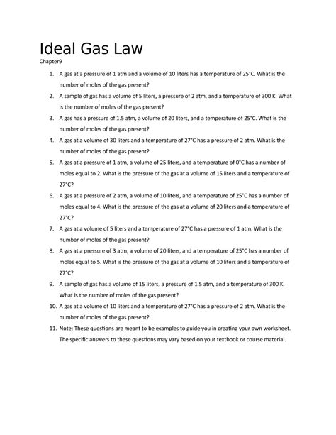 Gas Law Questions And Answers Doc