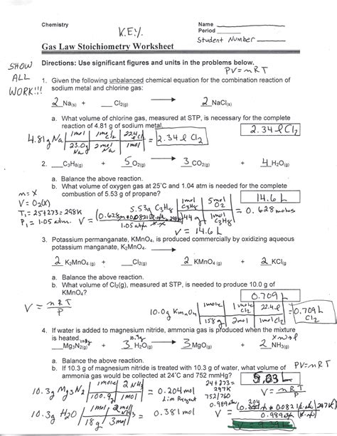 Gas Stoichiometry Practice Sheet Answer Key Reader