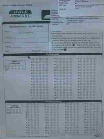 Gates Macginitie Reading Test Answer Sheet PDF