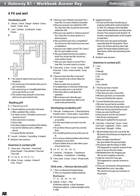 Gateway Workbook B1 Answer Key Unit 9 Epub