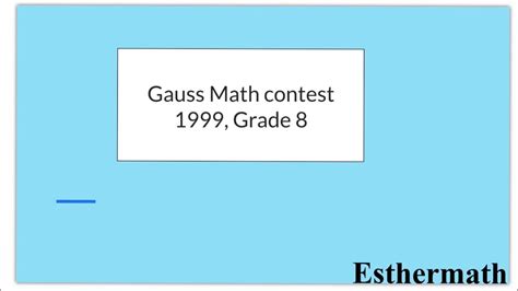 Gauss Contest Grade 8 1999 Solutions Epub