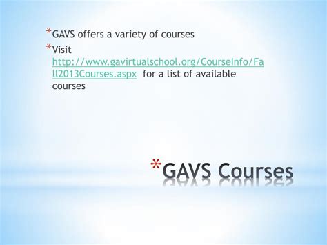 Gavs Course Catalog