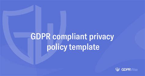 Gdpr Compliant Privacy Policy Template
