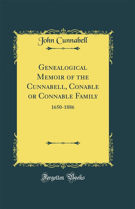 Genealogical Memoir of the Cunnabell Epub