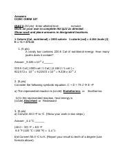 General Chemistry 107 Quiz With Answers PDF