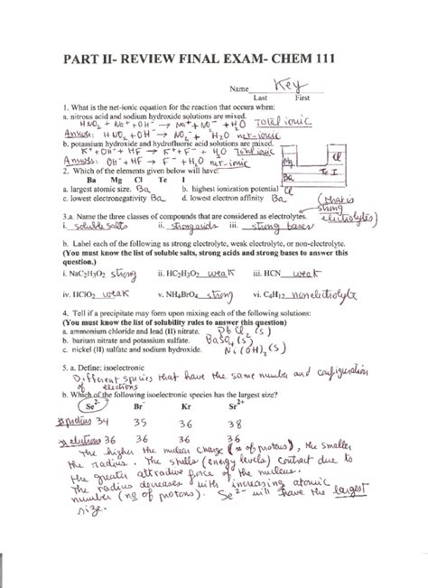 General Chemistry 2 National Final Exam Answers Doc