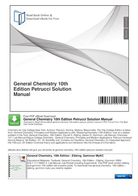 General Chemistry Petrucci 10th Edition Answer Key Reader