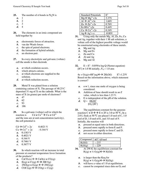 General Chemistry Test Answers Reader