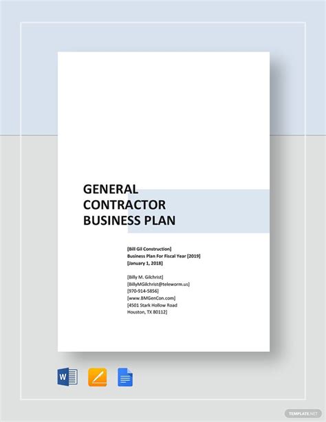 General Contractor Business Plan Template