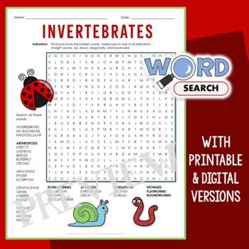 General Invertebrate Word Search Answers Doc