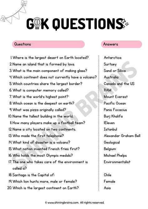 General Knowledge Answers Reader