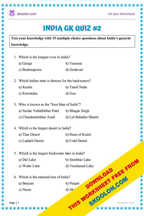 General Knowledge Questions Answers On India PDF