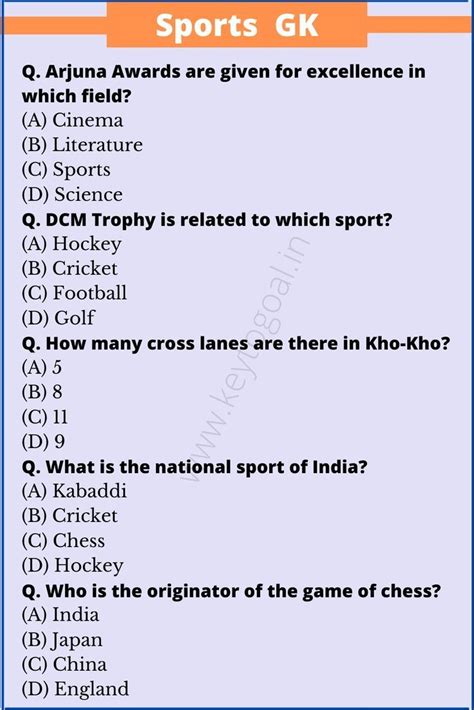 General Knowledge Sports Quiz Questions And Answers PDF