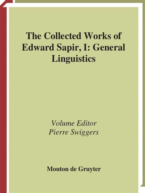 General Linguistics Volume I The Collected Wroks of Edward Sapir PDF