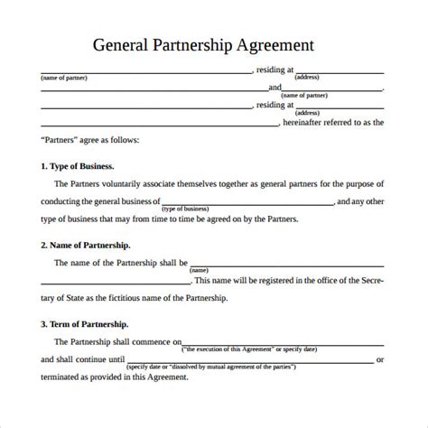 General Partnership Contract Template