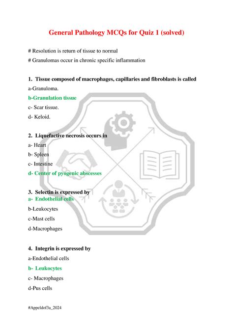 General Pathology Mcq And Answers Kindle Editon