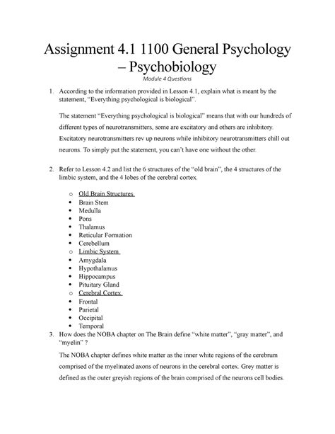 General Psychology Answers Doc