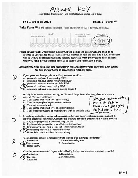 General Psychology Exam 2 Answer Key Doc